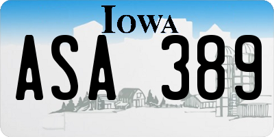 IA license plate ASA389