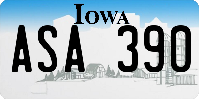 IA license plate ASA390