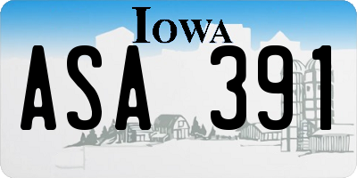 IA license plate ASA391