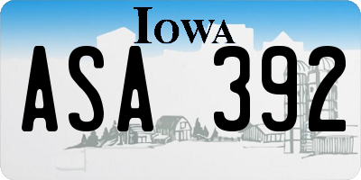 IA license plate ASA392
