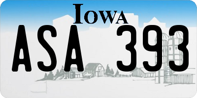 IA license plate ASA393