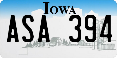 IA license plate ASA394