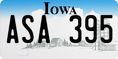 IA license plate ASA395