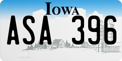 IA license plate ASA396