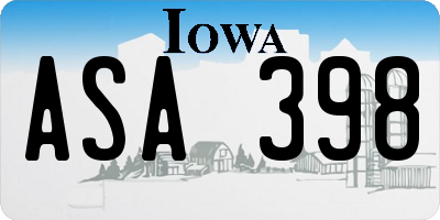 IA license plate ASA398