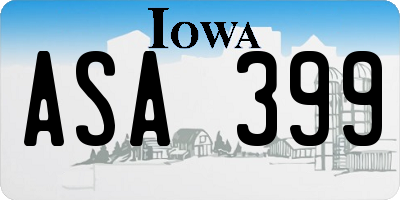 IA license plate ASA399