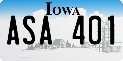 IA license plate ASA401