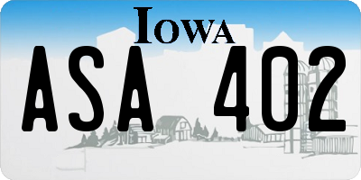 IA license plate ASA402