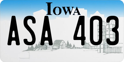 IA license plate ASA403