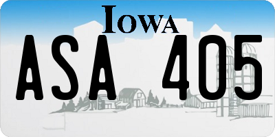 IA license plate ASA405