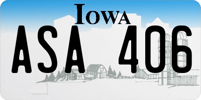 IA license plate ASA406