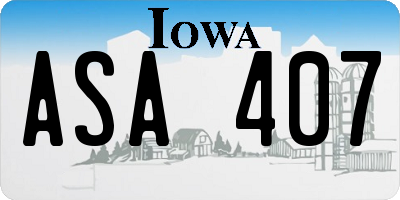 IA license plate ASA407