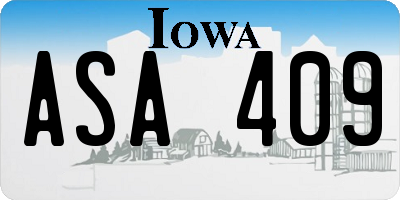 IA license plate ASA409