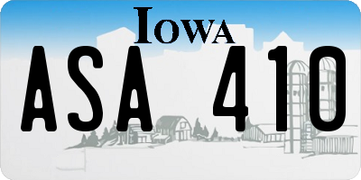 IA license plate ASA410