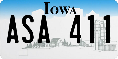 IA license plate ASA411