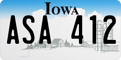 IA license plate ASA412