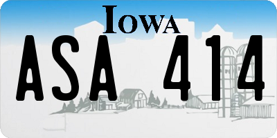 IA license plate ASA414