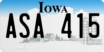 IA license plate ASA415