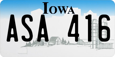IA license plate ASA416
