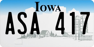 IA license plate ASA417