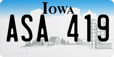 IA license plate ASA419
