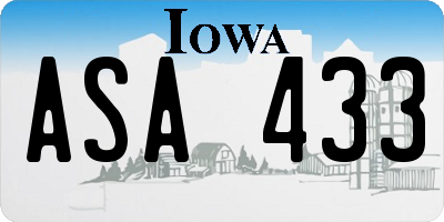 IA license plate ASA433