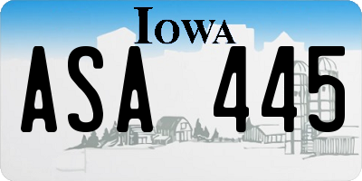 IA license plate ASA445