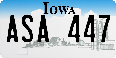 IA license plate ASA447