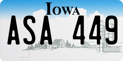 IA license plate ASA449