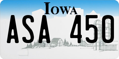 IA license plate ASA450