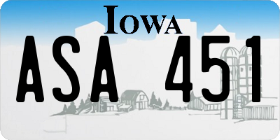 IA license plate ASA451