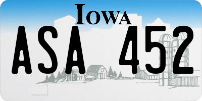IA license plate ASA452