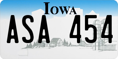 IA license plate ASA454