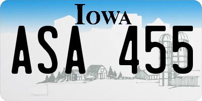 IA license plate ASA455