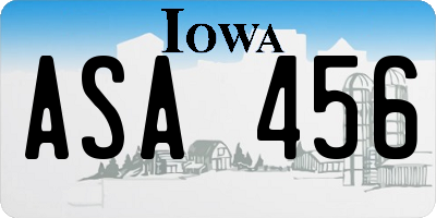 IA license plate ASA456