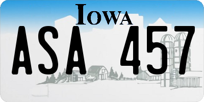 IA license plate ASA457