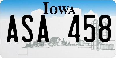 IA license plate ASA458