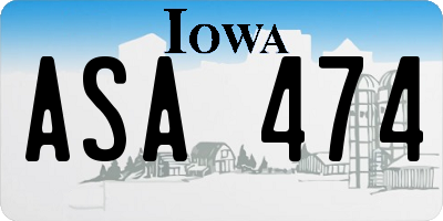 IA license plate ASA474