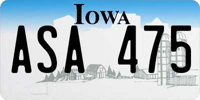 IA license plate ASA475