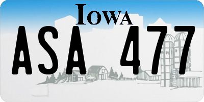 IA license plate ASA477