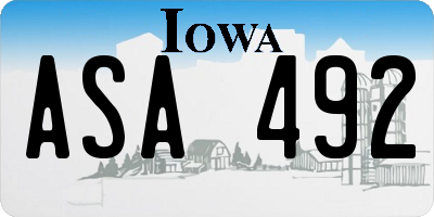 IA license plate ASA492