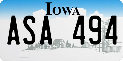 IA license plate ASA494