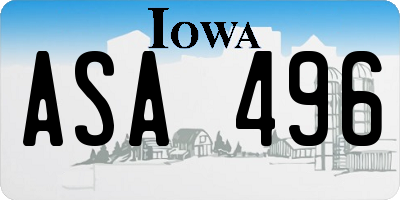 IA license plate ASA496