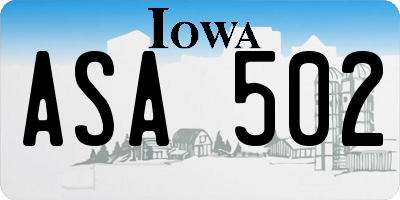 IA license plate ASA502