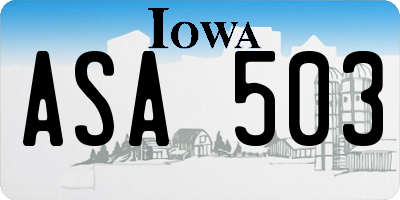 IA license plate ASA503
