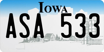 IA license plate ASA533