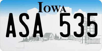IA license plate ASA535