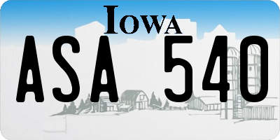 IA license plate ASA540