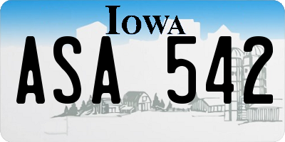 IA license plate ASA542