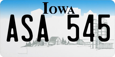 IA license plate ASA545